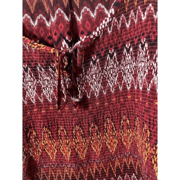 Ulla Popken Top Women 22‎ Red Geometric Pattern Long Tunic Stretch - Picture 4 of 7